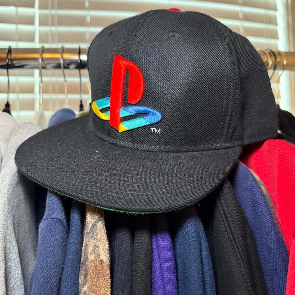 PlayStation Classic Logo Snapback Hat Black Retro Gaming